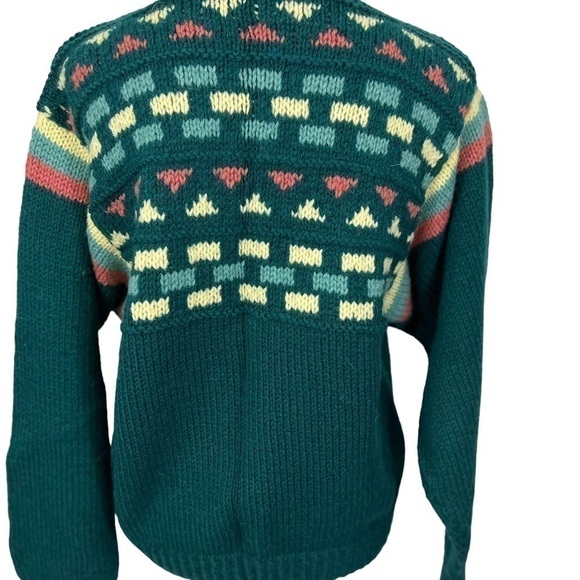 Vintage Handmade Boatneck Sweater Geometric Print - Picture 3 of 10